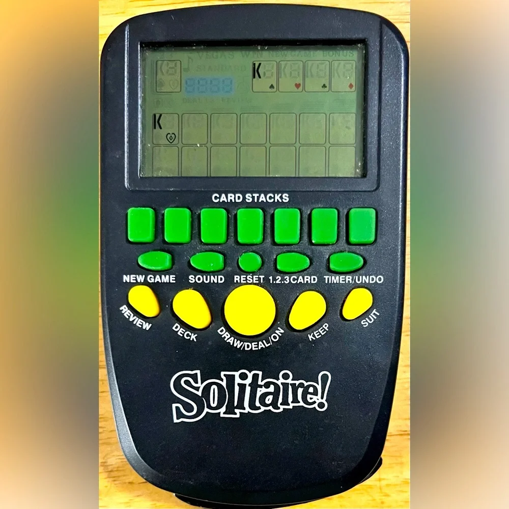 Solitaire Electronic Handheld Game Card Stacks Timer Sound